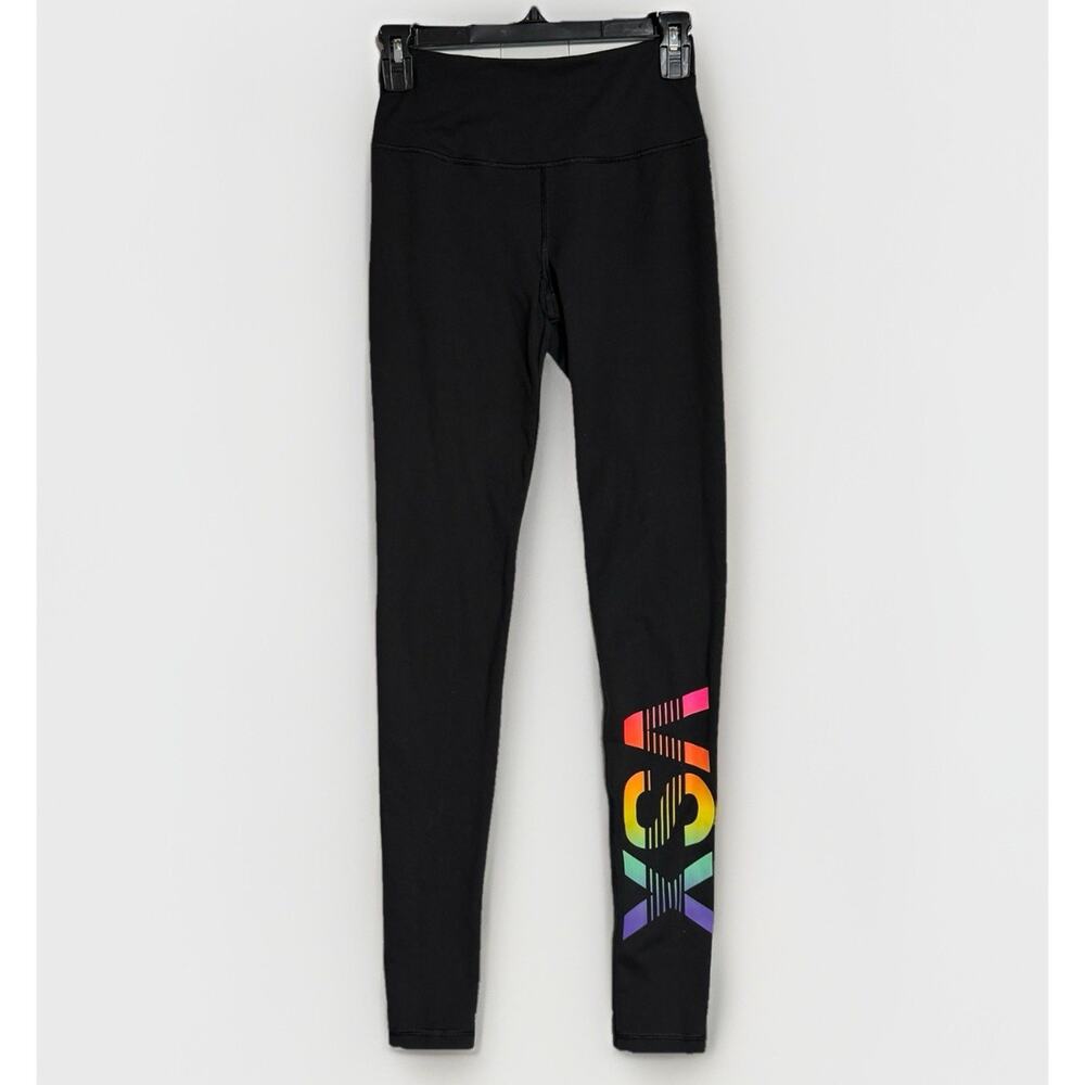 VSX Sport Victoria’s Secret Leggings XS Tall Black Rainbow Logo High Rise Pocket